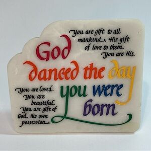 VTG God Danced Day Born Plaque – Inspirational Faith Blessing Spirit Abbey Press